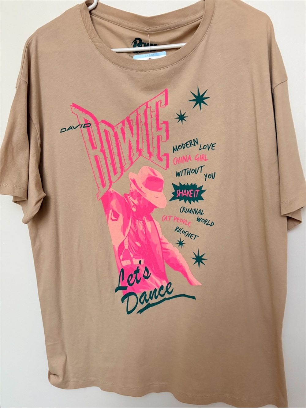 David Bowie "Let's Dance" Graphic Tee — Tan